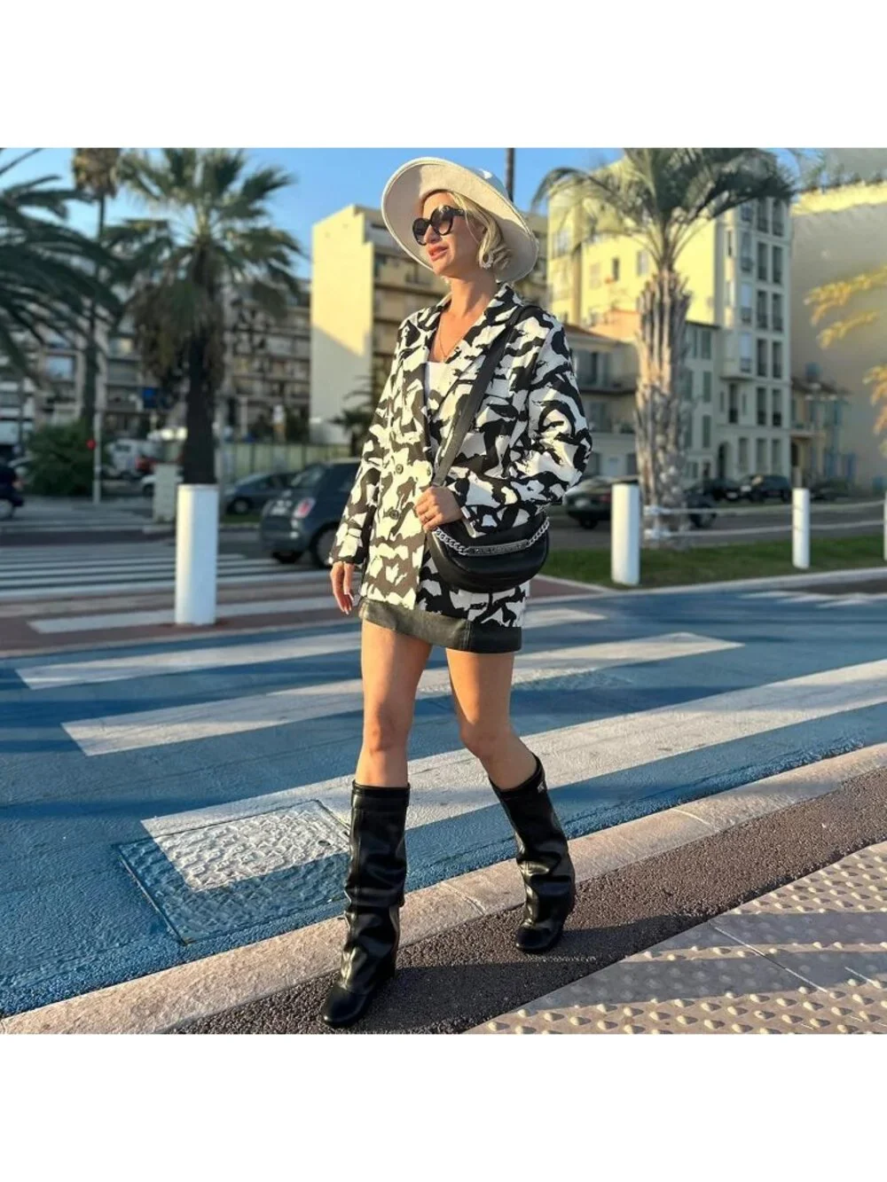 Women's Black Pointed Toe Wedge Heel Comfortable Fold Over Knee High Shark Boot